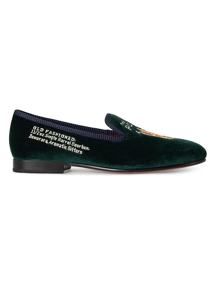 Polo Ralph Lauren Men's Paxton Embroidered Slippers - Green | Image 1 Polo Ralph Lauren Men's Paxton Embroidered Slippers - Green | Image 1