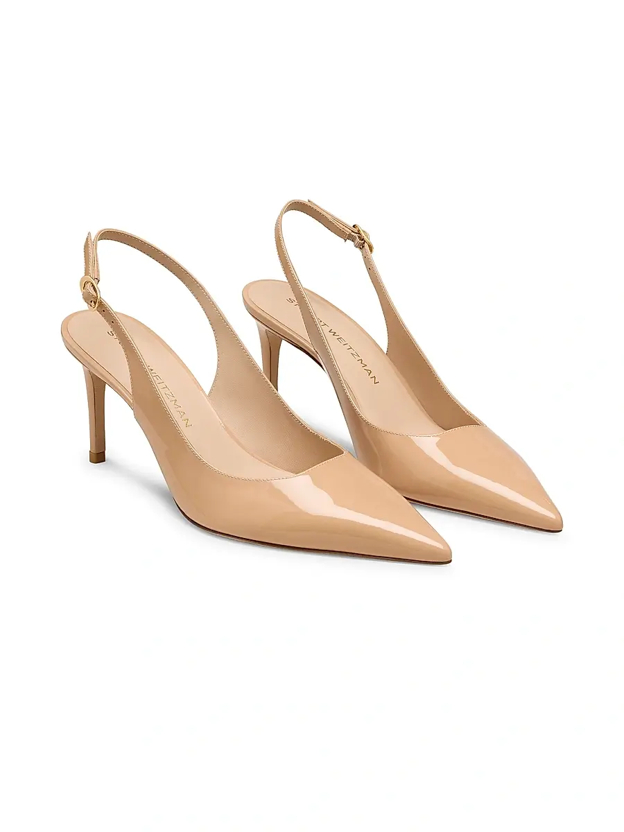 Stuart Weitzman Women's Power 75MM Patent Leather Slingback Pumps | Thumbnail 2