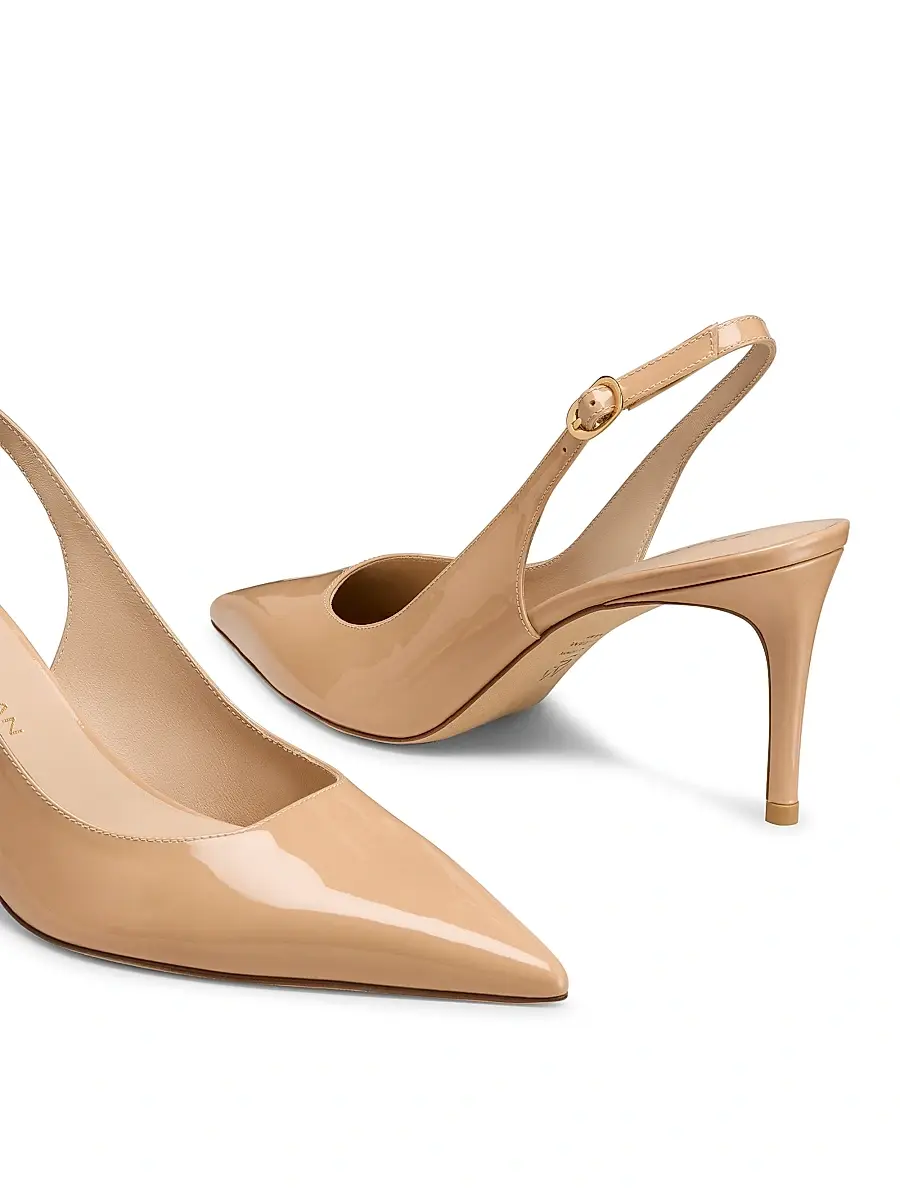 Stuart Weitzman Women's Power 75MM Patent Leather Slingback Pumps | Thumbnail 4