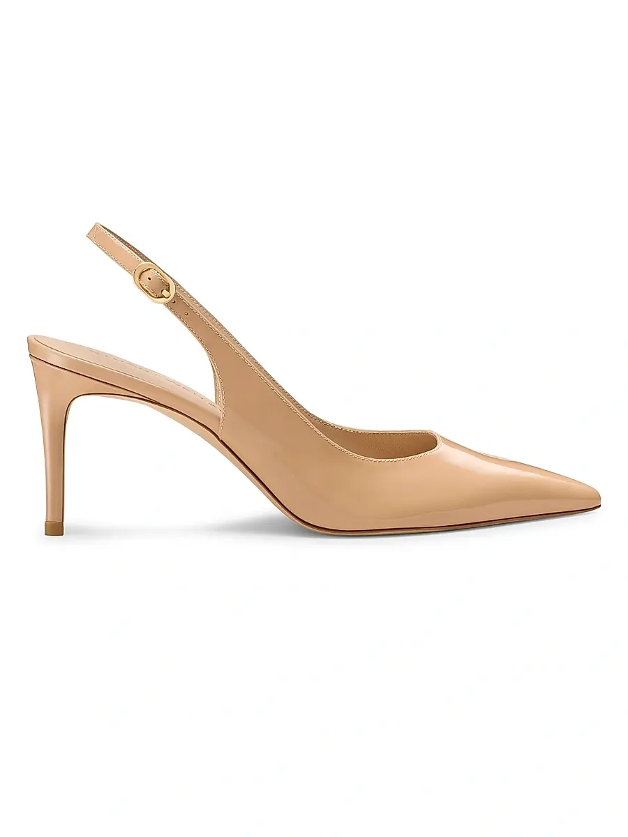 Stuart Weitzman Women's Power 75MM Patent Leather Slingback Pumps - Adobe | Image 1 Stuart Weitzman Women's Power 75MM Patent Leather Slingback Pumps - Adobe | Image 1