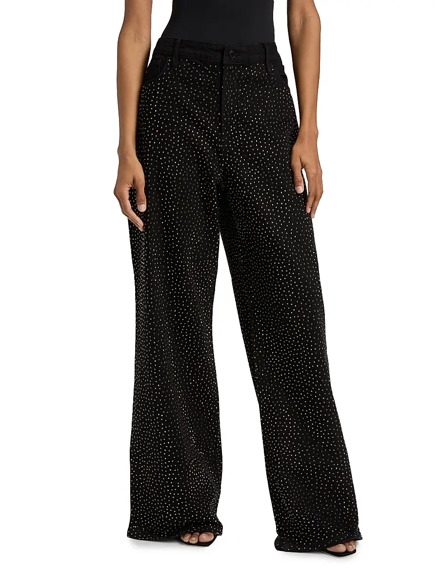 GOOD AMERICAN Women's Good Ease Embellished Baggy Jeans | Thumbnail 3 GOOD AMERICAN Women's Good Ease Embellished Baggy Jeans | Thumbnail 3