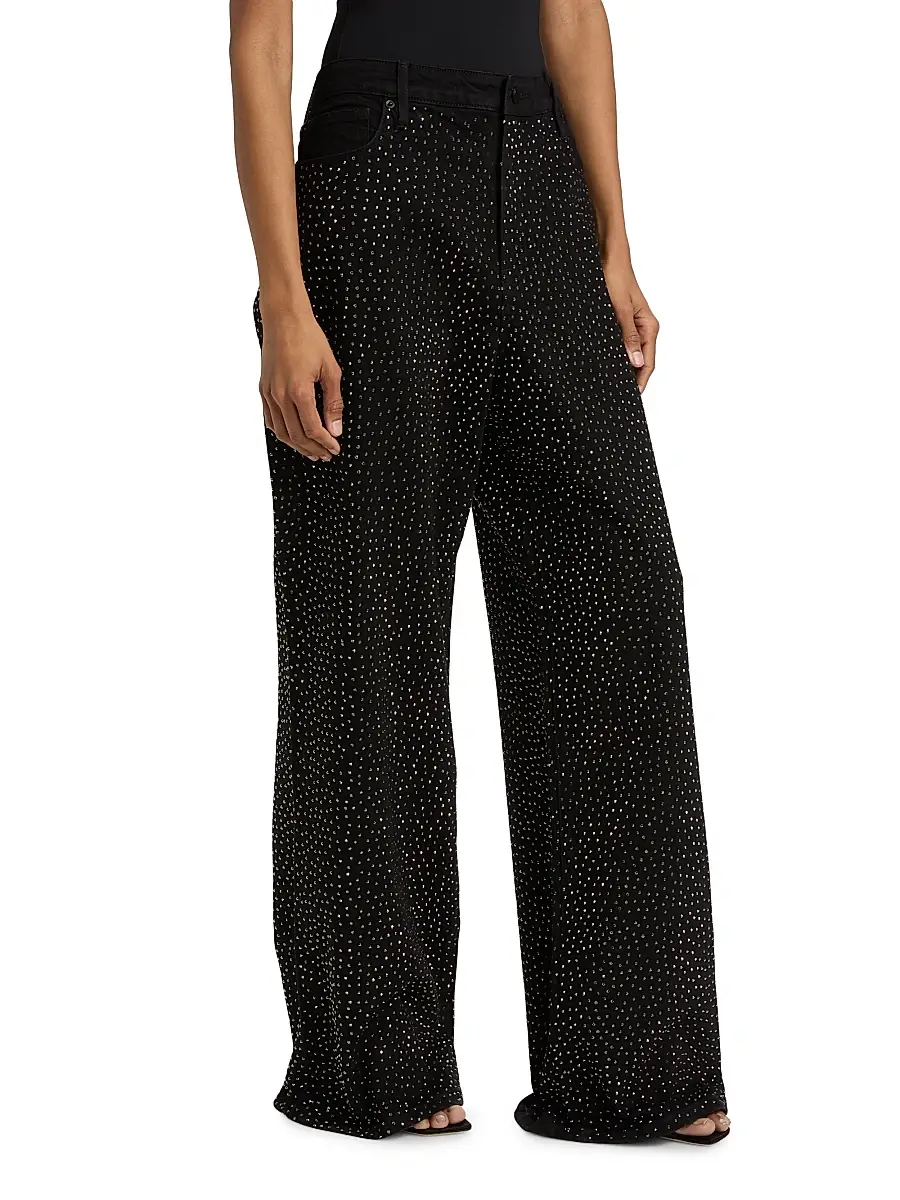GOOD AMERICAN Women's Good Ease Embellished Baggy Jeans | Thumbnail 4 GOOD AMERICAN Women's Good Ease Embellished Baggy Jeans | Thumbnail 4
