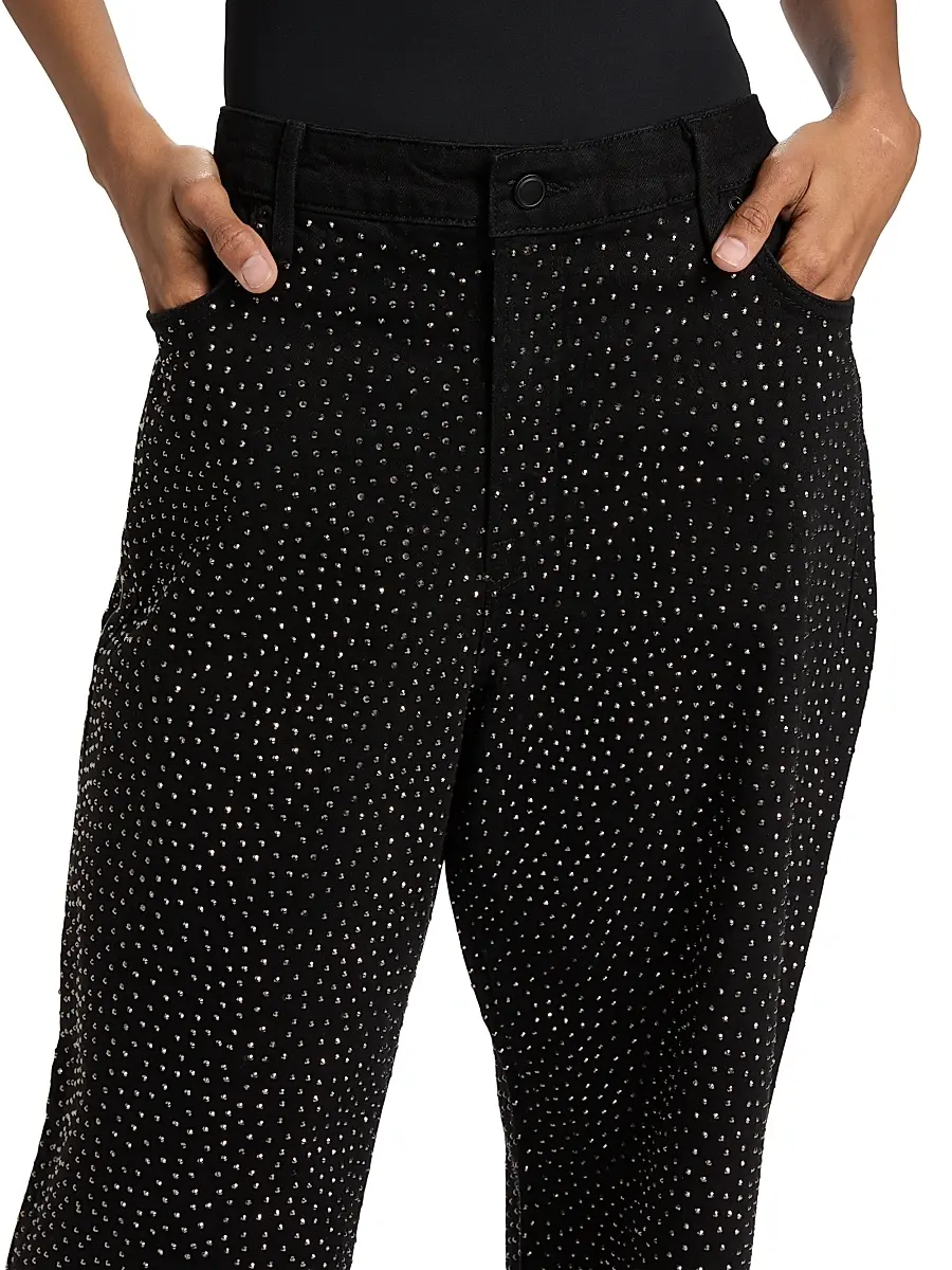 GOOD AMERICAN Women's Good Ease Embellished Baggy Jeans | Thumbnail 6 GOOD AMERICAN Women's Good Ease Embellished Baggy Jeans | Thumbnail 6