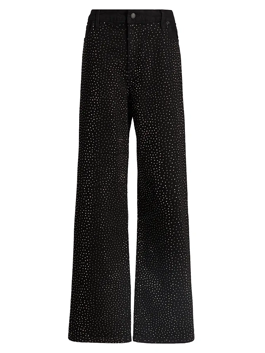GOOD AMERICAN Women's Good Ease Embellished Baggy Jeans