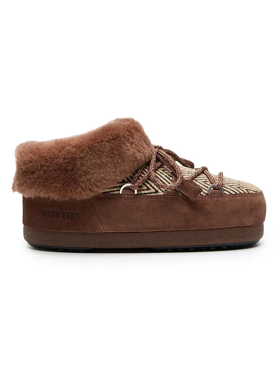 Moon Boot Women's MB x Guest In Residence EVX Chalet Faux-Fur-Lined Suede Mules - Cocoa | Image 1 Moon Boot Women's MB x Guest In Residence EVX Chalet Faux-Fur-Lined Suede Mules - Cocoa | Image 1