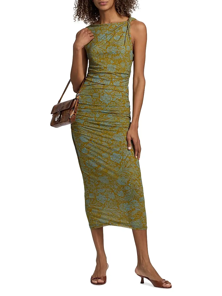 Veronica Beard Women's Otessa Printed Ruched Maxi Dress | Thumbnail 2 Veronica Beard Women's Otessa Printed Ruched Maxi Dress | Thumbnail 2