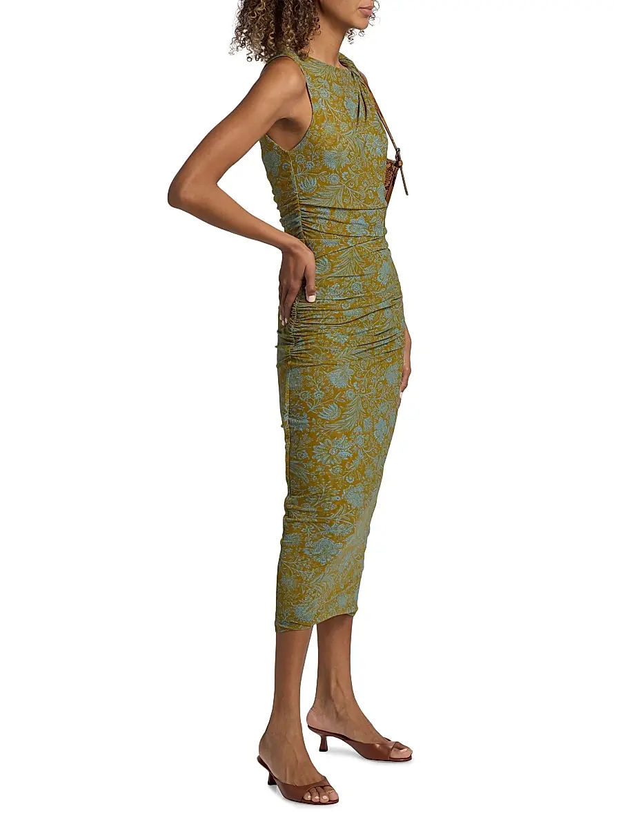 Veronica Beard Women's Otessa Printed Ruched Maxi Dress | Thumbnail 4 Veronica Beard Women's Otessa Printed Ruched Maxi Dress | Thumbnail 4