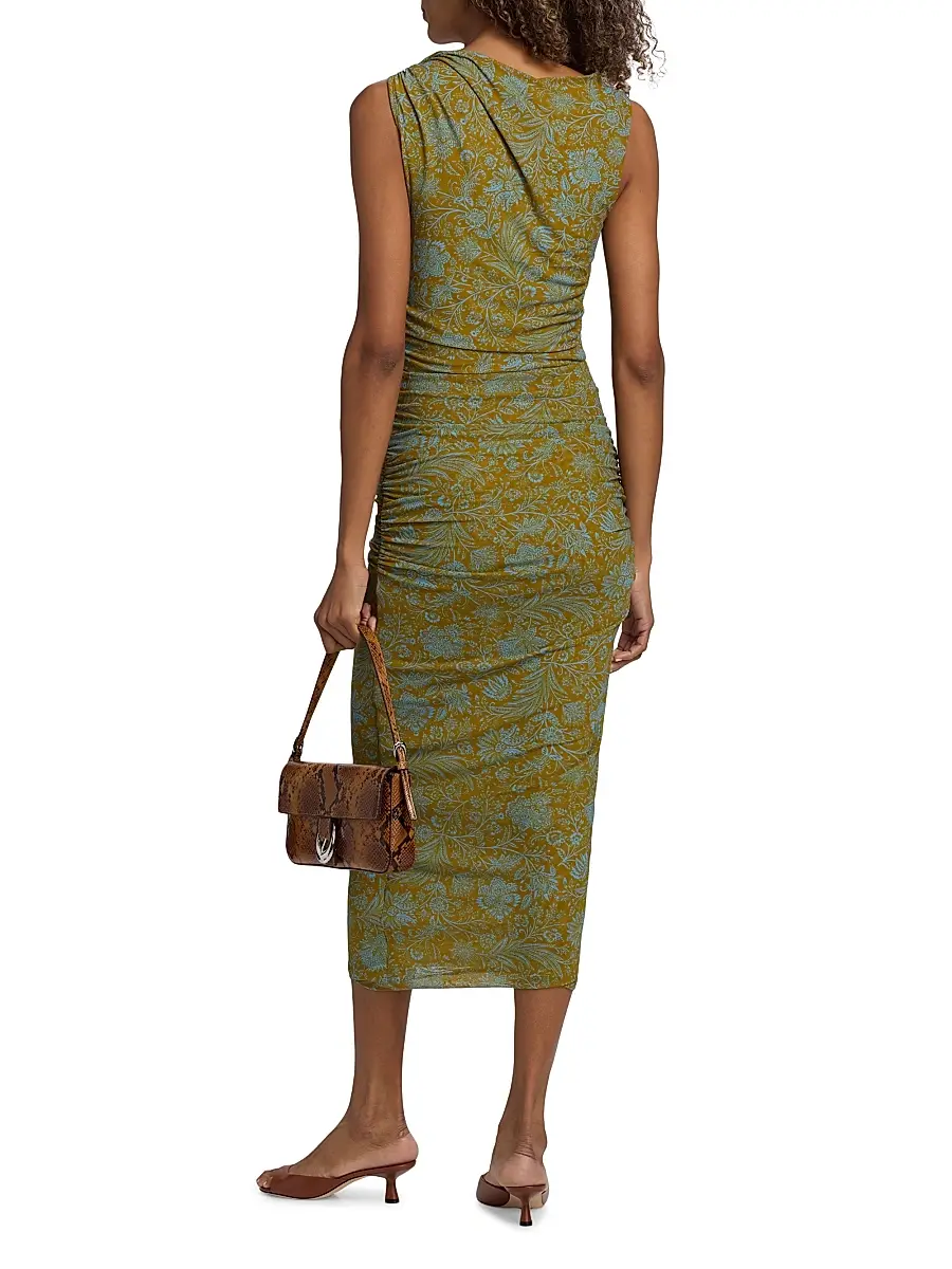 Veronica Beard Women's Otessa Printed Ruched Maxi Dress | Thumbnail 5 Veronica Beard Women's Otessa Printed Ruched Maxi Dress | Thumbnail 5
