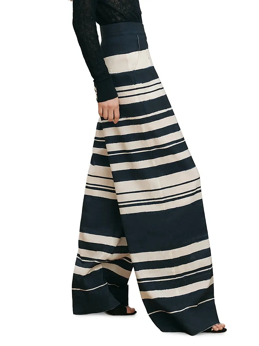 Veronica Beard Women's Heron Striped Linen-Blend Wide-Leg Pants | Thumbnail 4