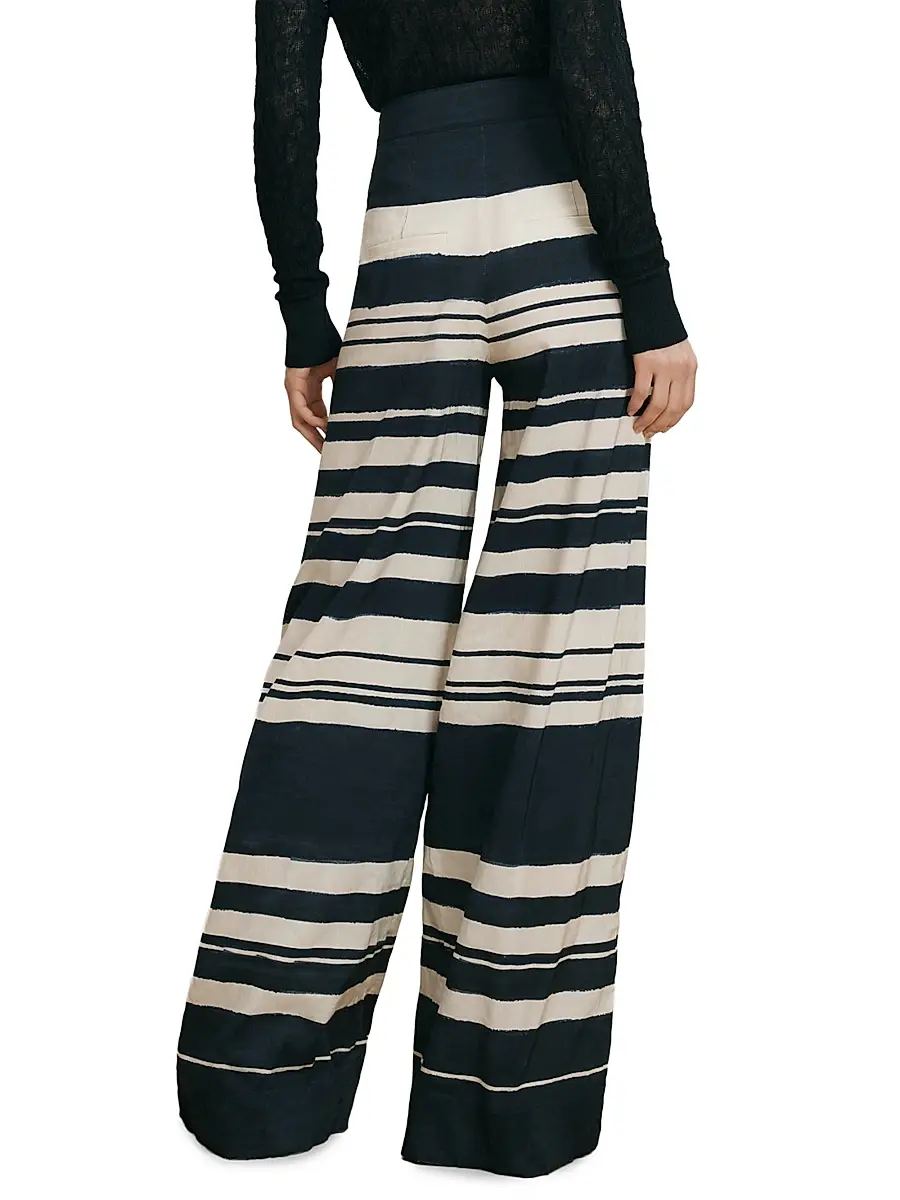 Veronica Beard Women's Heron Striped Linen-Blend Wide-Leg Pants | Thumbnail 5