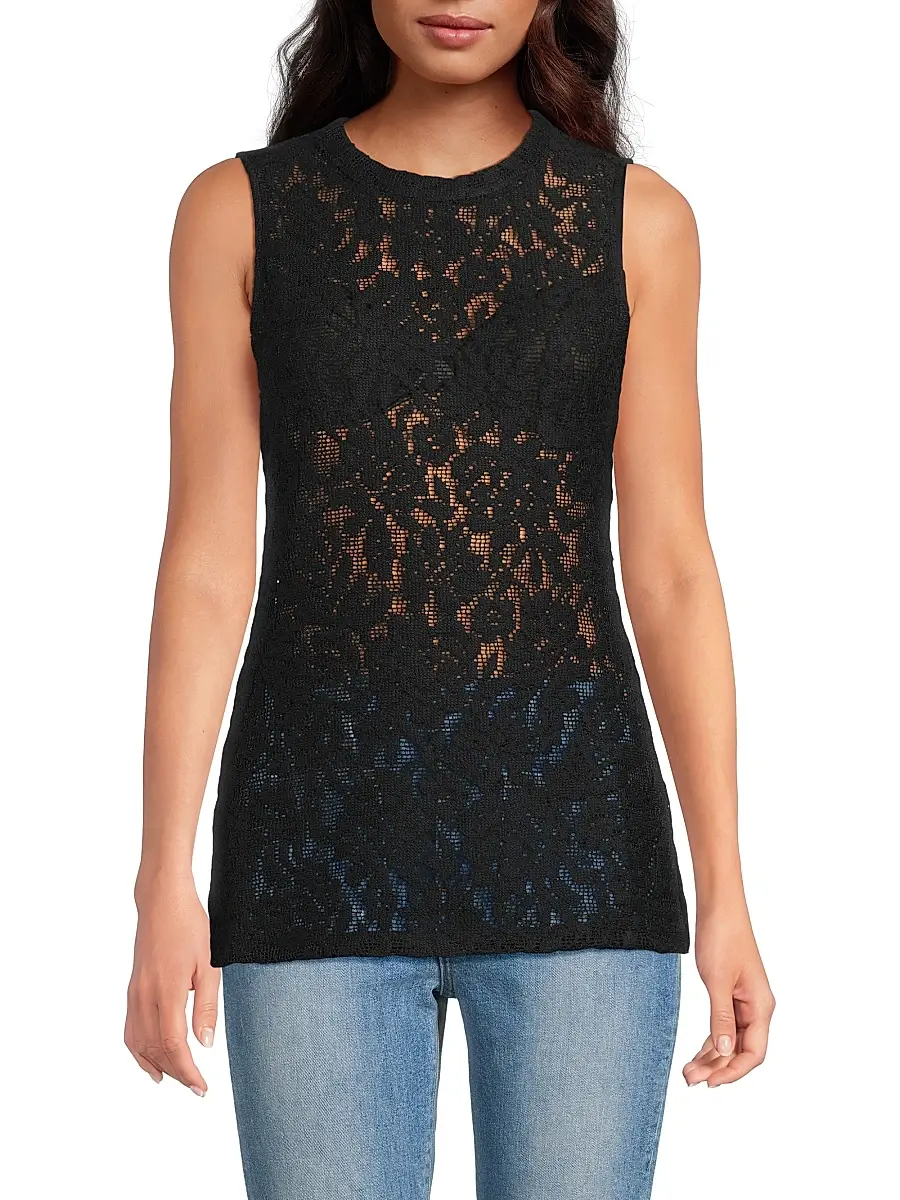 Veronica Beard Women's Serenka Sleeveless Open-Lace Top | Thumbnail 3 Veronica Beard Women's Serenka Sleeveless Open-Lace Top | Thumbnail 3
