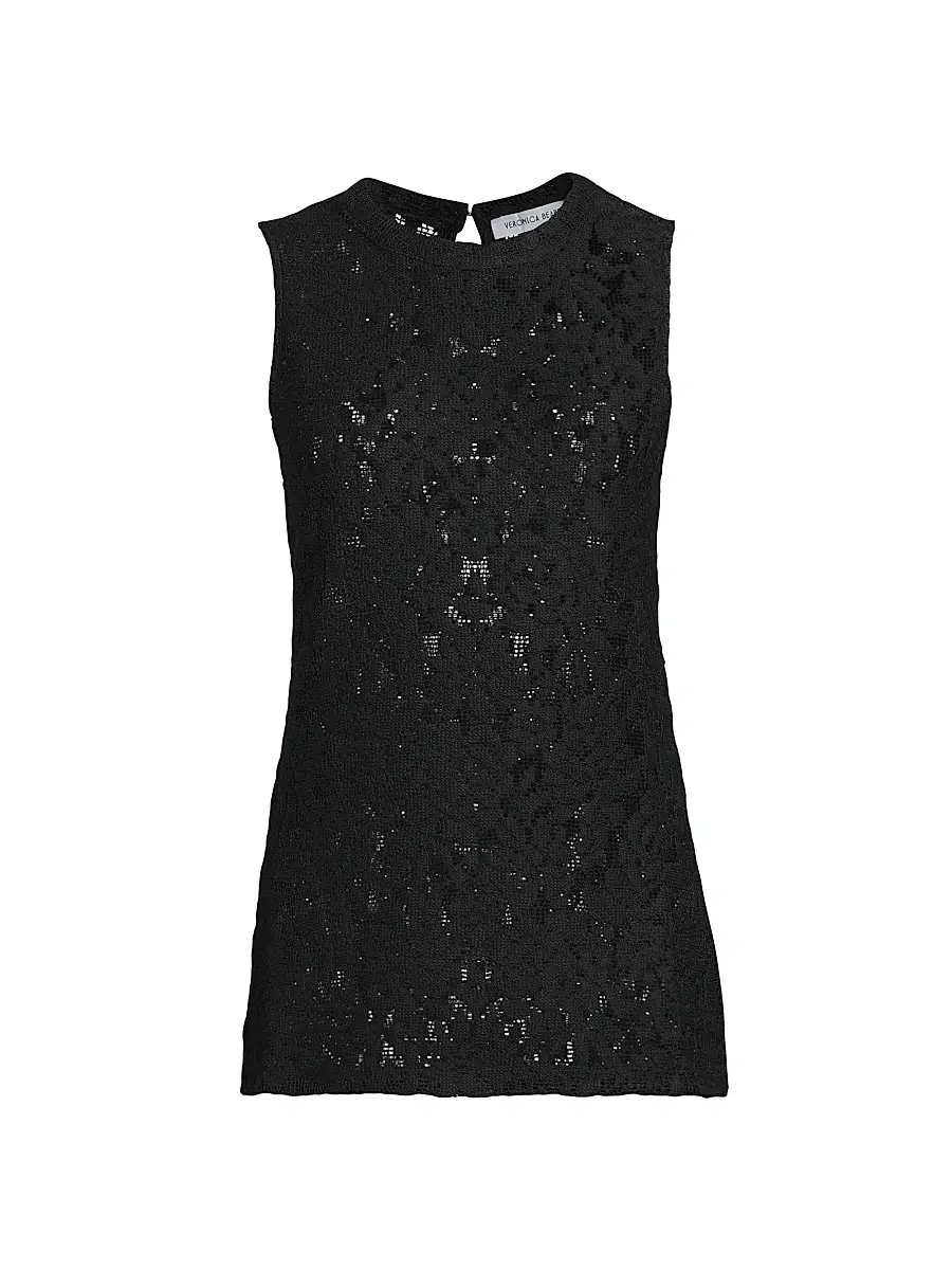 Veronica Beard Women's Serenka Sleeveless Open-Lace Top - Black | Image 1 Veronica Beard Women's Serenka Sleeveless Open-Lace Top - Black | Image 1