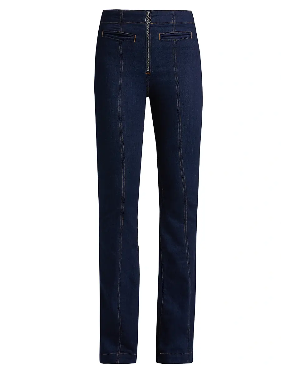 Veronica Beard Women's Beverly High-Rise Skinny-Leg Flare Jeans - Indigo Rinse | Image 1 Veronica Beard Women's Beverly High-Rise Skinny-Leg Flare Jeans - Indigo Rinse | Image 1