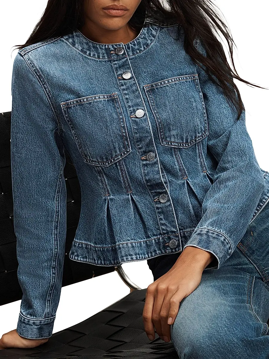Veronica Beard Women's Zahara Denim Peplum Jacket | Thumbnail 5 Veronica Beard Women's Zahara Denim Peplum Jacket | Thumbnail 5