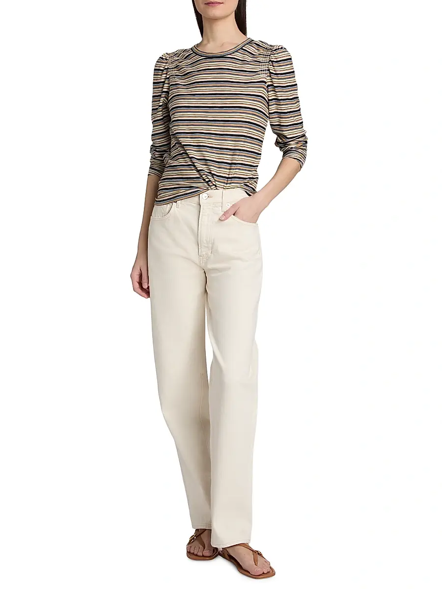 Veronica Beard Women's Bouvet Striped Cotton Long-Sleeve T-Shirt | Thumbnail 2 Veronica Beard Women's Bouvet Striped Cotton Long-Sleeve T-Shirt | Thumbnail 2