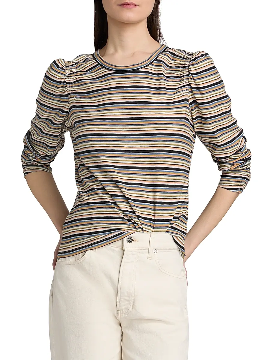 Veronica Beard Women's Bouvet Striped Cotton Long-Sleeve T-Shirt | Thumbnail 3 Veronica Beard Women's Bouvet Striped Cotton Long-Sleeve T-Shirt | Thumbnail 3