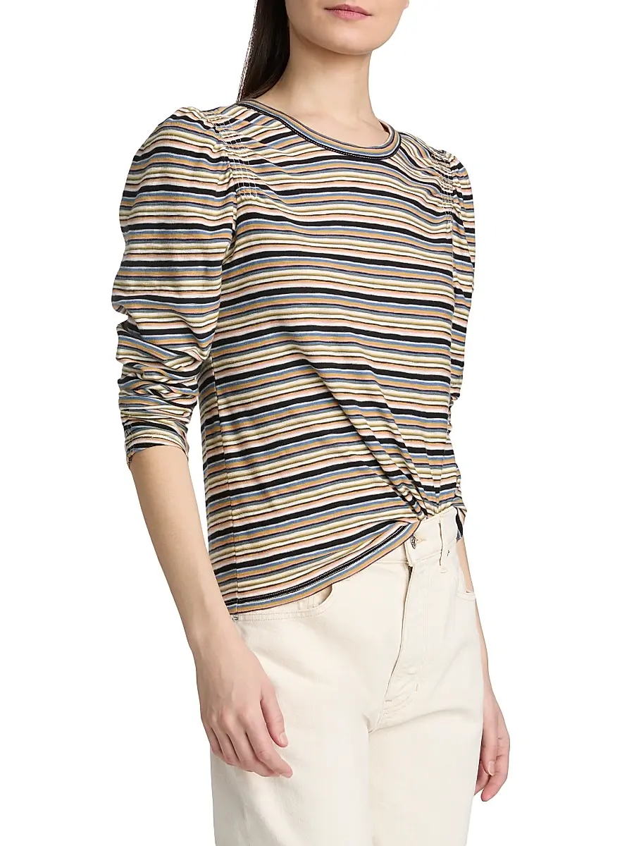 Veronica Beard Women's Bouvet Striped Cotton Long-Sleeve T-Shirt | Thumbnail 4 Veronica Beard Women's Bouvet Striped Cotton Long-Sleeve T-Shirt | Thumbnail 4