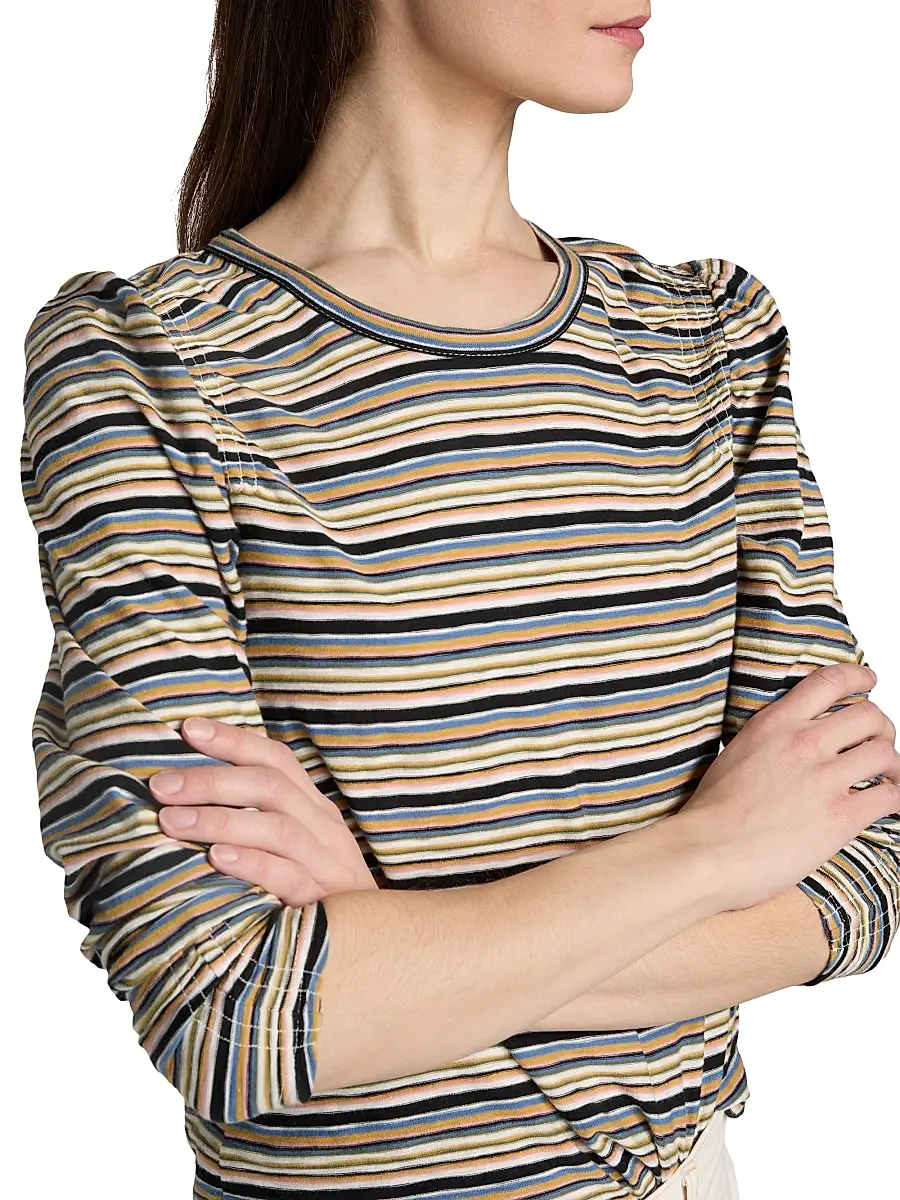 Veronica Beard Women's Bouvet Striped Cotton Long-Sleeve T-Shirt | Thumbnail 6 Veronica Beard Women's Bouvet Striped Cotton Long-Sleeve T-Shirt | Thumbnail 6