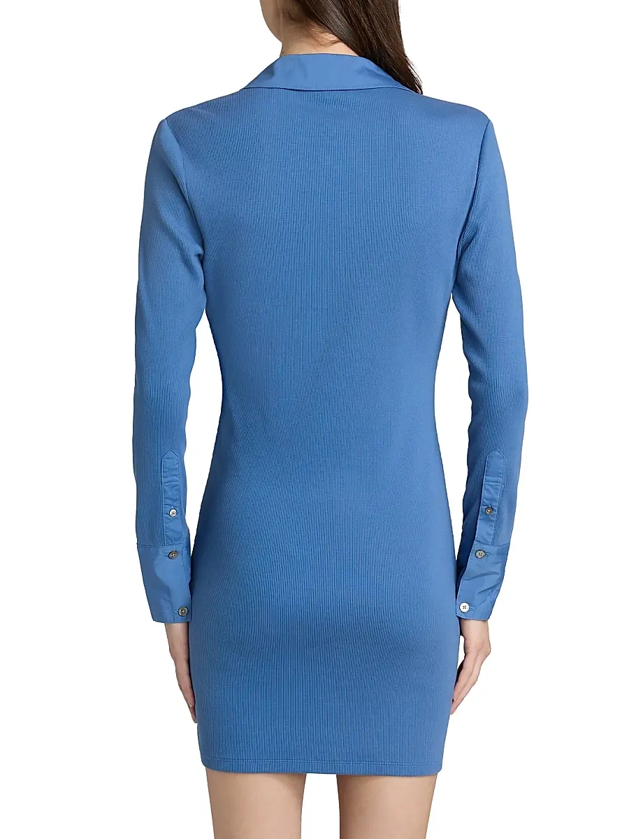 Veronica Beard Women's Brenner Rib-Knit Stretch-Cotton Mini-Shirtdress | Thumbnail 5 Veronica Beard Women's Brenner Rib-Knit Stretch-Cotton Mini-Shirtdress | Thumbnail 5