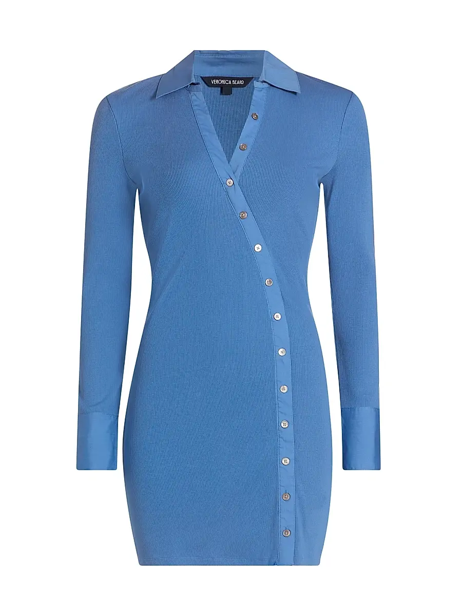 Women's Brenner Rib-Knit Stretch-Cotton Mini-Shirtdress Women's Brenner Rib-Knit Stretch-Cotton Mini-Shirtdress