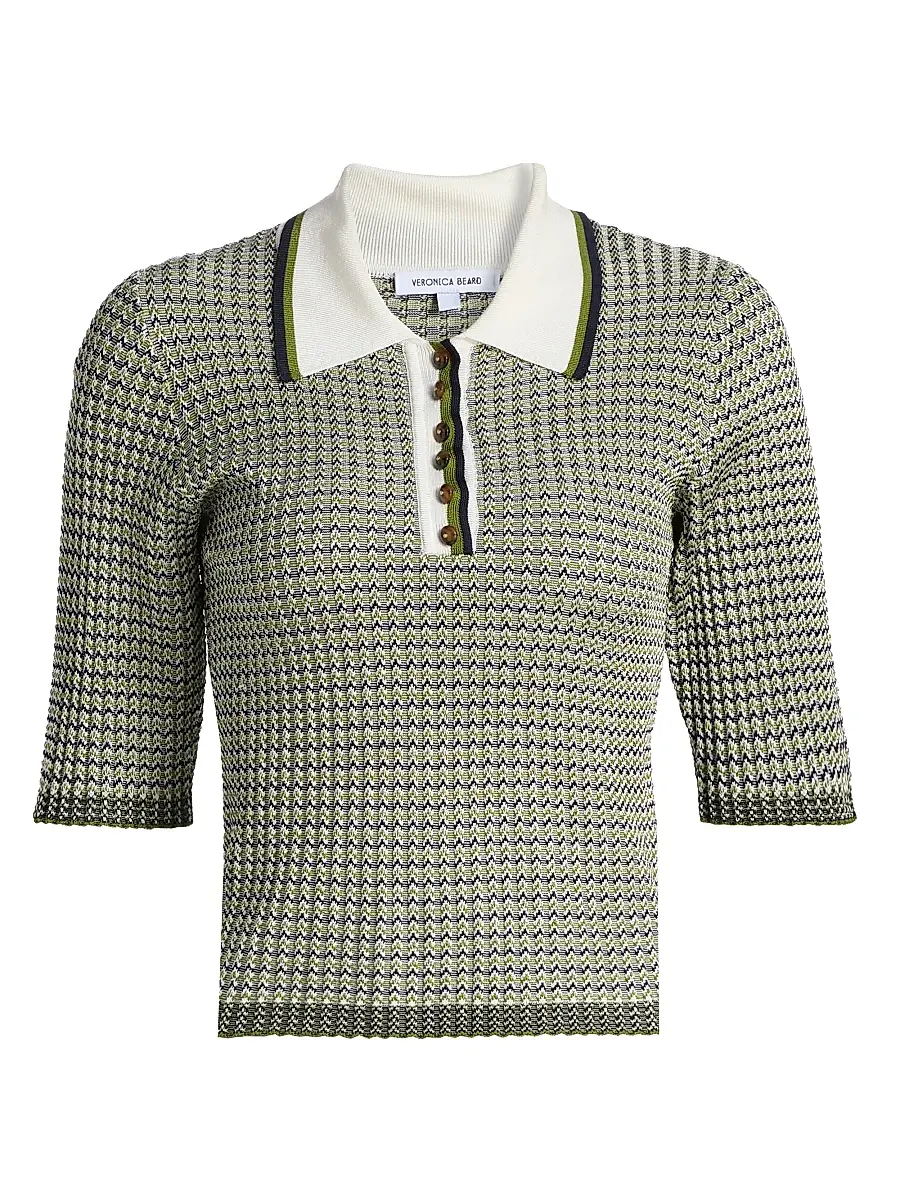 Veronica Beard Women's Soza Textured-Chevron Polo Top