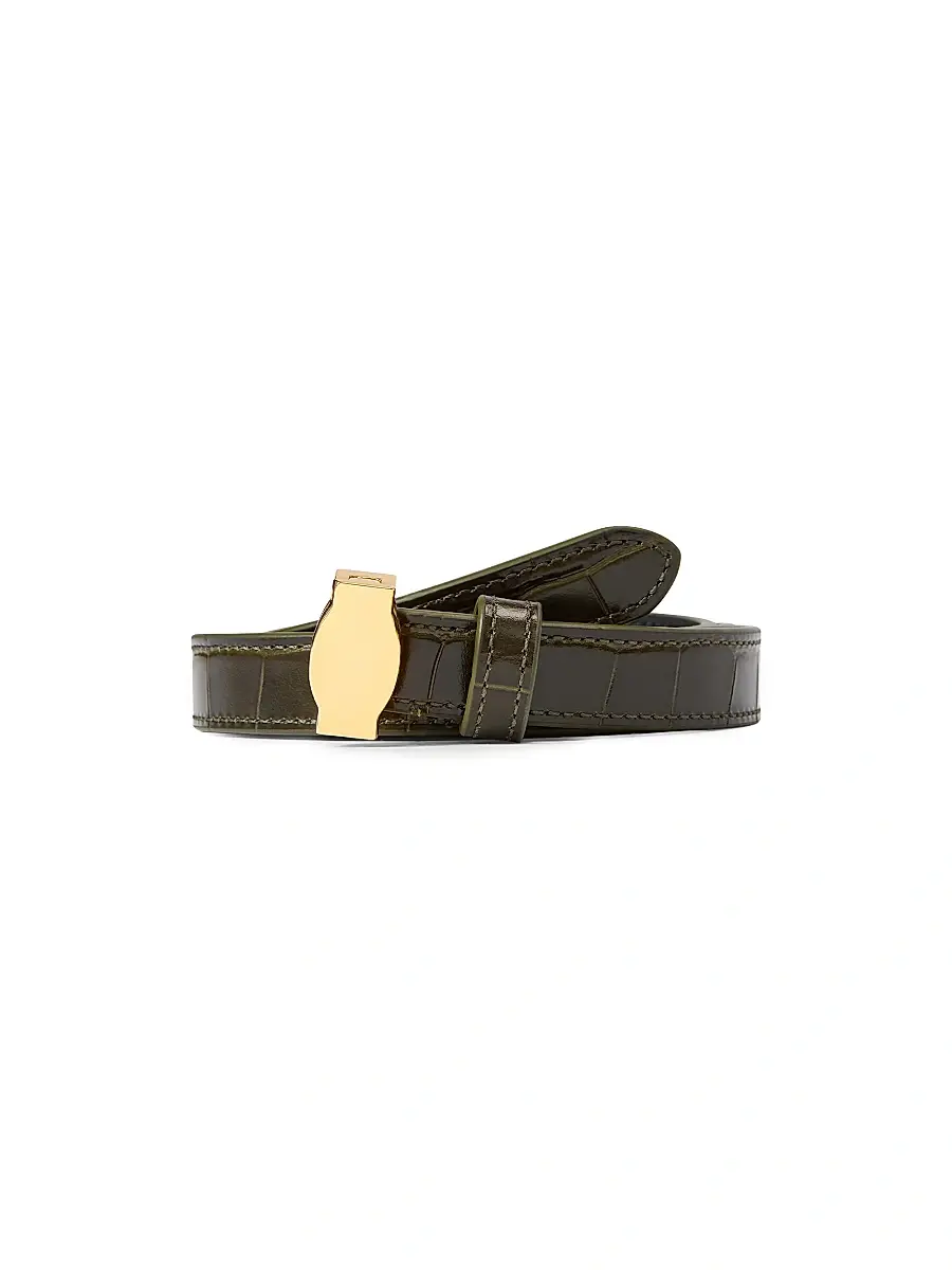 Veronica Beard Women's Dash Croc-Embossed Leather Belt | Thumbnail 3 Veronica Beard Women's Dash Croc-Embossed Leather Belt | Thumbnail 3