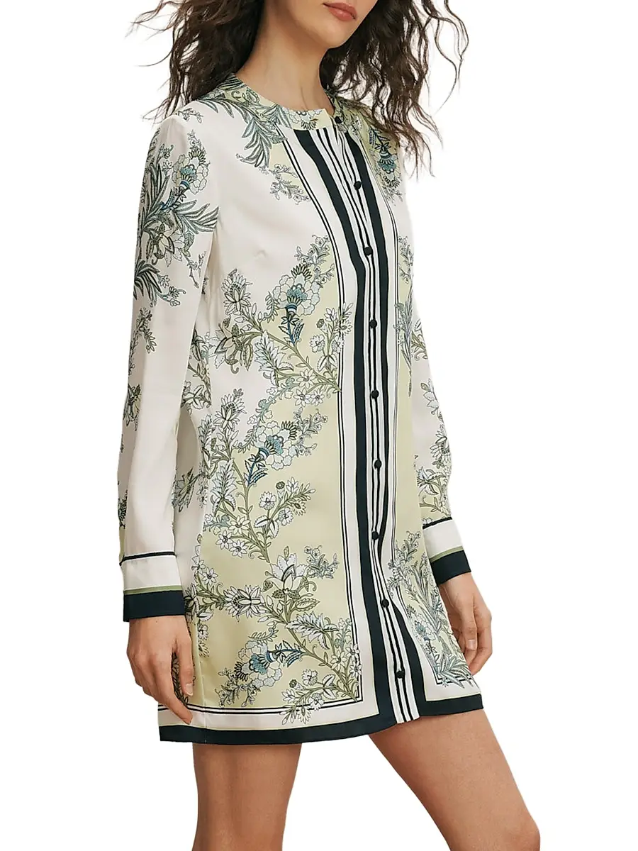 Veronica Beard Women's Carstowe Floral Satin Mini-Shirtdress | Thumbnail 3 Veronica Beard Women's Carstowe Floral Satin Mini-Shirtdress | Thumbnail 3