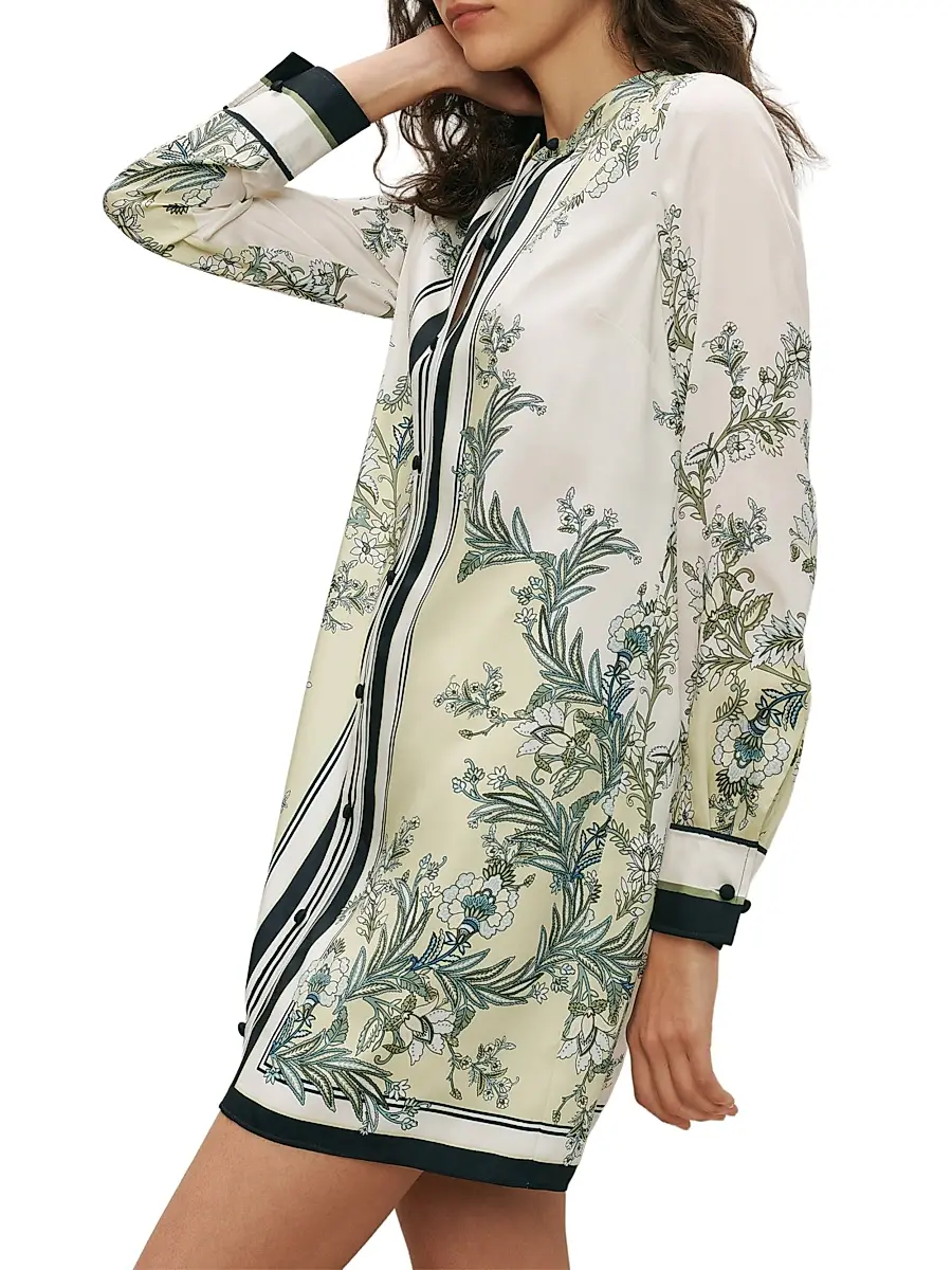 Veronica Beard Women's Carstowe Floral Satin Mini-Shirtdress | Thumbnail 5 Veronica Beard Women's Carstowe Floral Satin Mini-Shirtdress | Thumbnail 5
