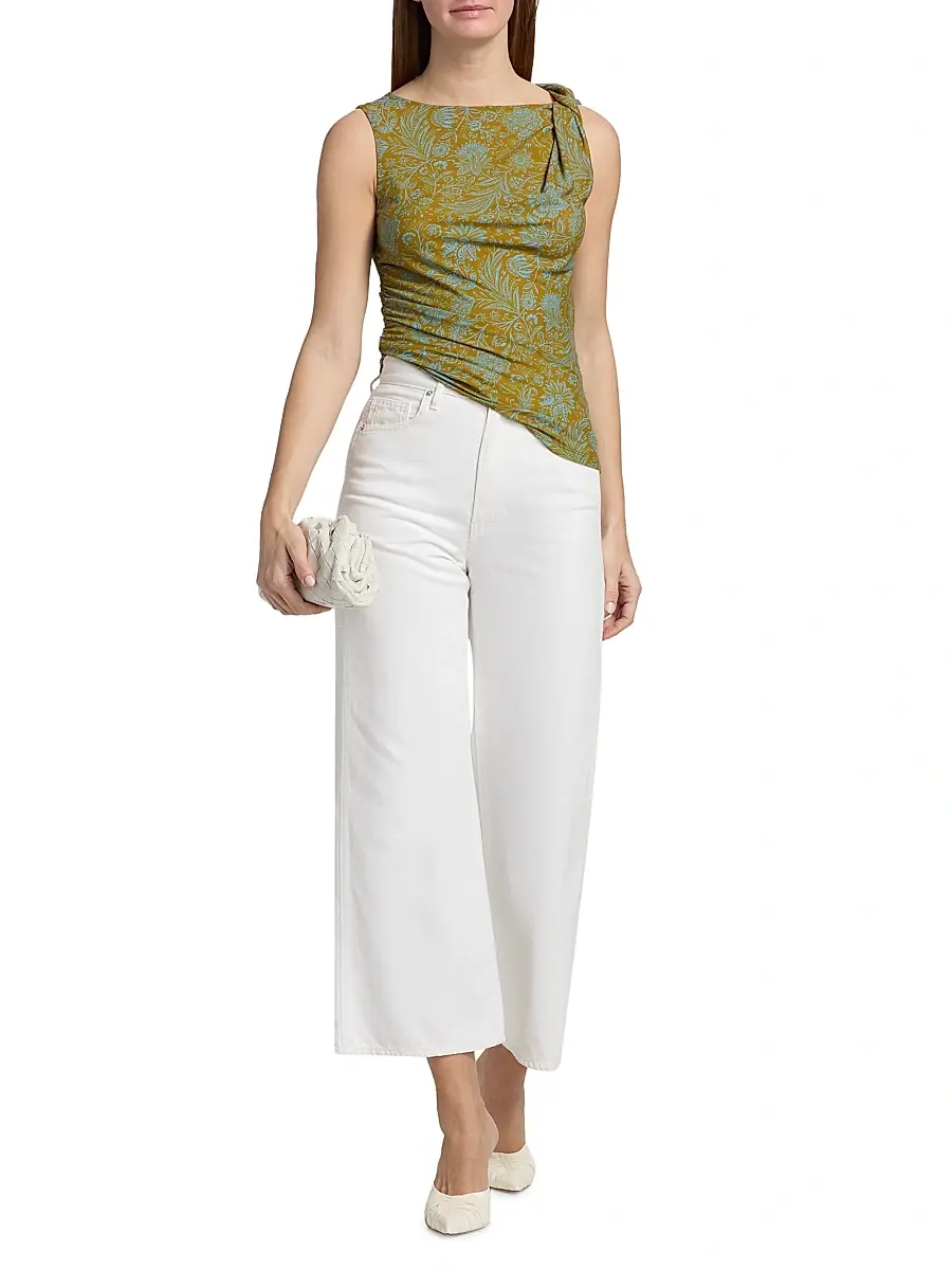 Veronica Beard Women's Otessa Printed Sleeveless Draped Top | Thumbnail 2 Veronica Beard Women's Otessa Printed Sleeveless Draped Top | Thumbnail 2