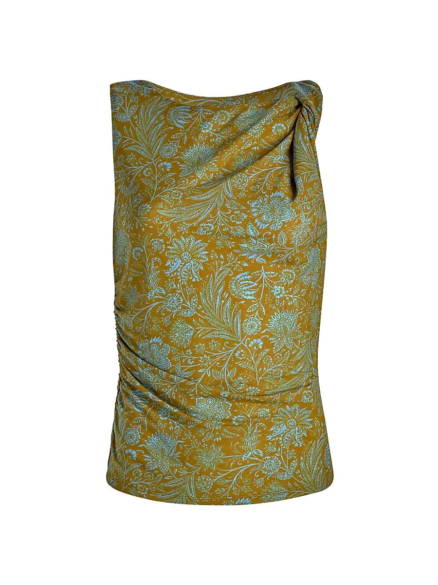 Veronica Beard Women's Otessa Printed Sleeveless Draped Top