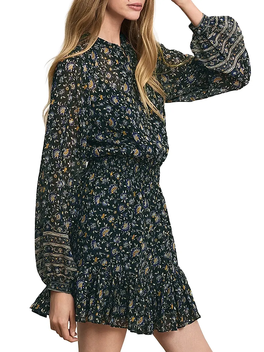 Veronica Beard Women's Mirabel Printed Silk Minidress | Thumbnail 3
