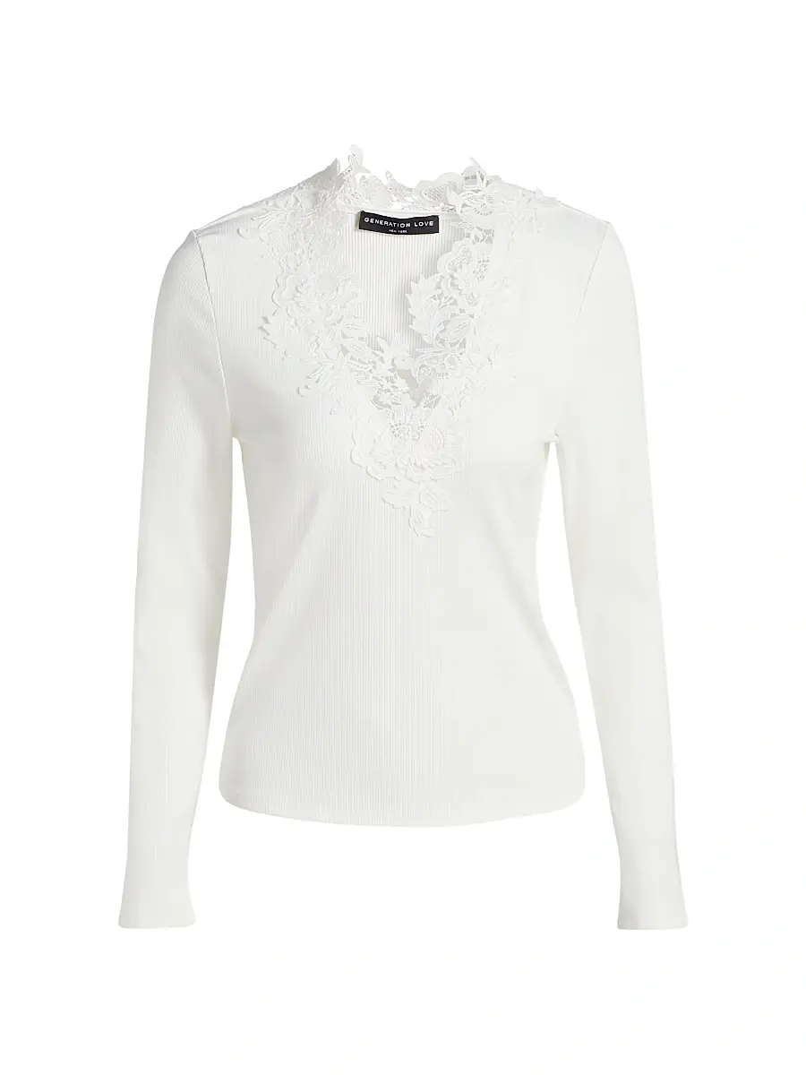 Generation Love Women's Piper Lace-Trim Top
