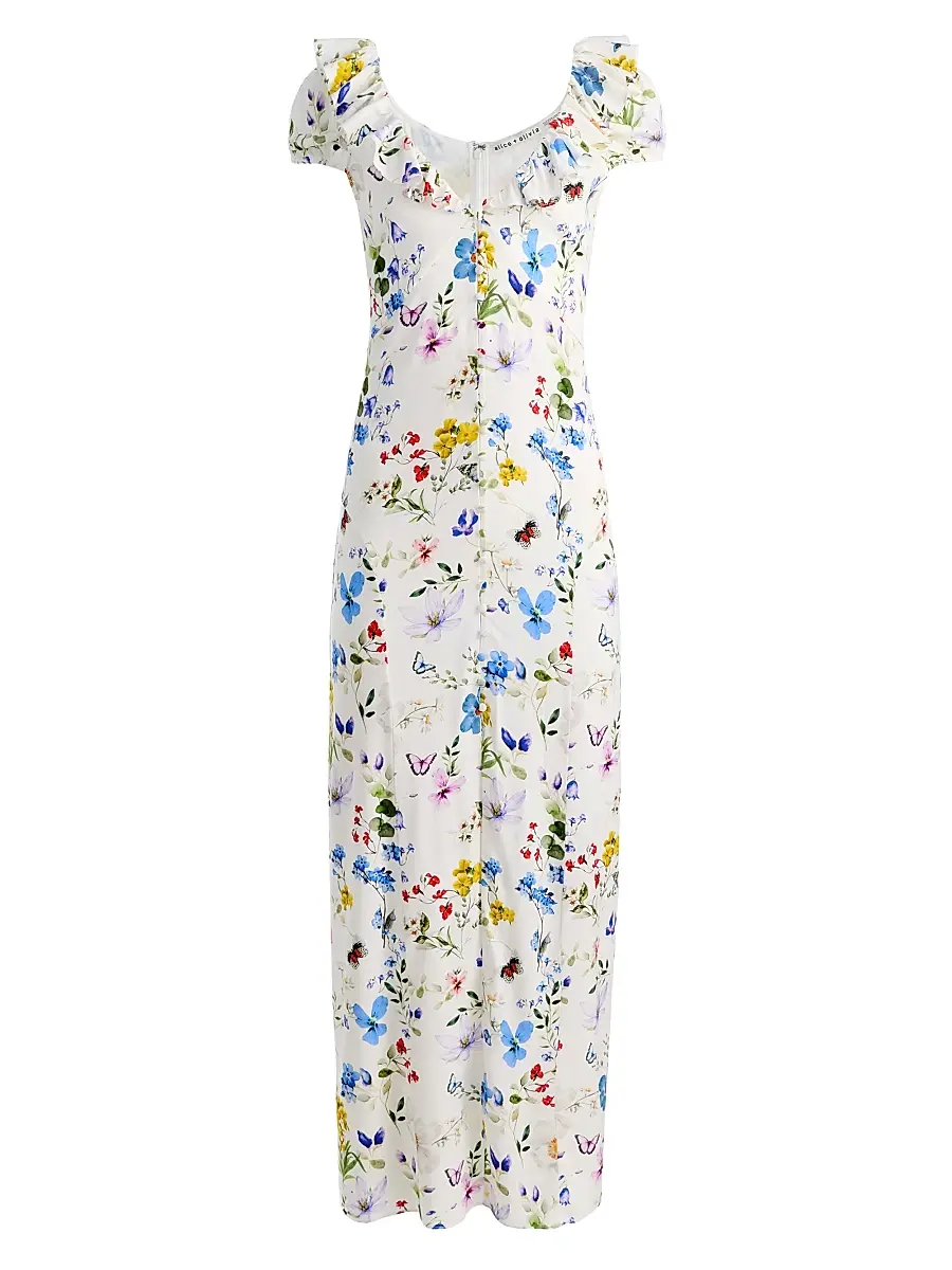 Alice + Olivia Women's Tara Twisting Vines Slipdress - Twisting Vines Off White | Image 1 Alice + Olivia Women's Tara Twisting Vines Slipdress - Twisting Vines Off White | Image 1