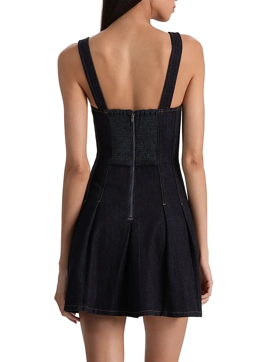 Alice + Olivia Women's Hollis Square Neck Denim A-Line Minidress | Thumbnail 5