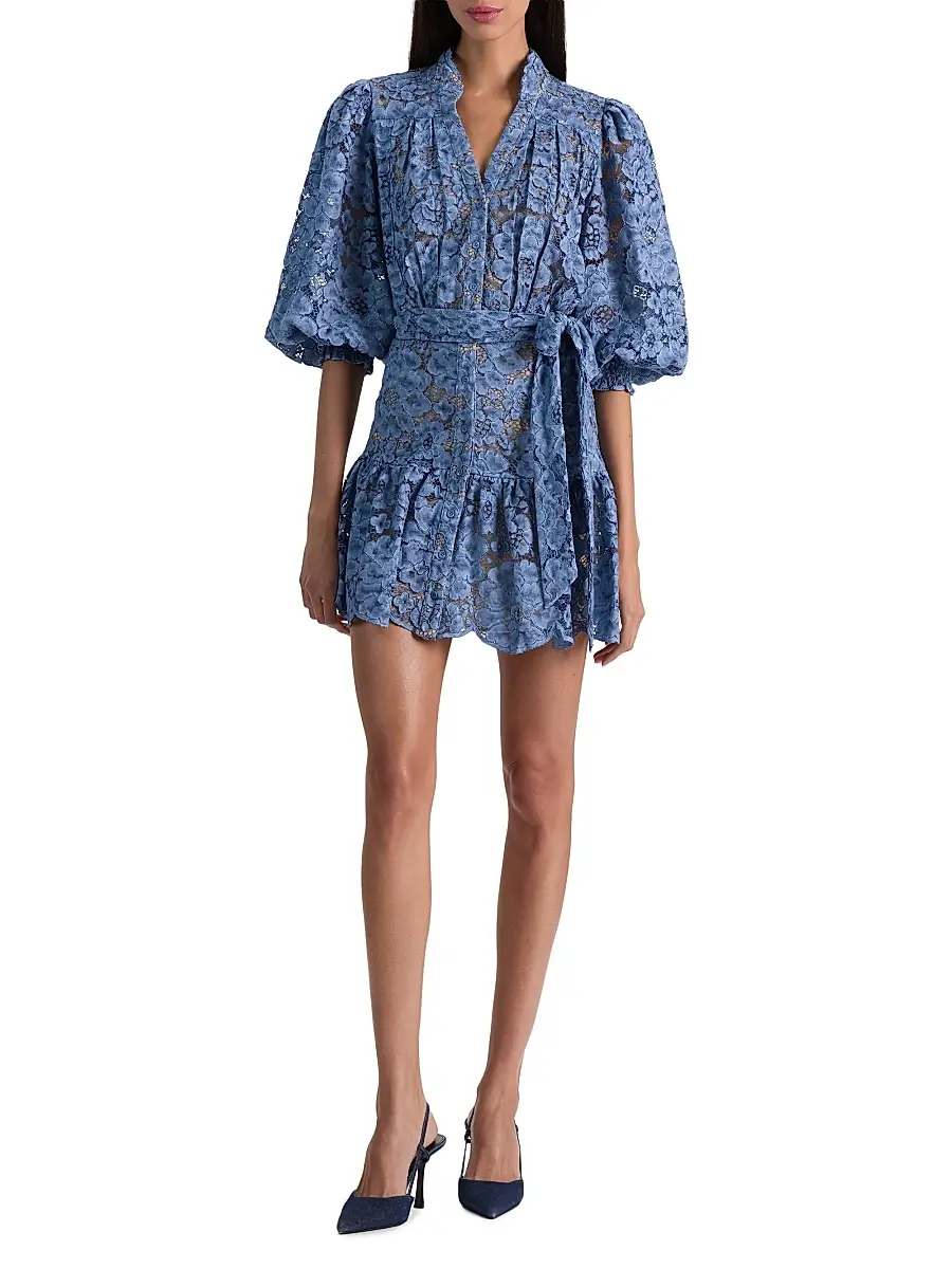 Alice + Olivia Women's Cora Floral Open-Knit Minidress | Thumbnail 2 Alice + Olivia Women's Cora Floral Open-Knit Minidress | Thumbnail 2