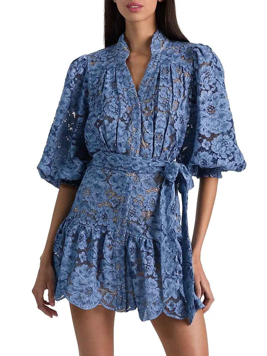Alice + Olivia Women's Cora Floral Open-Knit Minidress | Thumbnail 3 Alice + Olivia Women's Cora Floral Open-Knit Minidress | Thumbnail 3