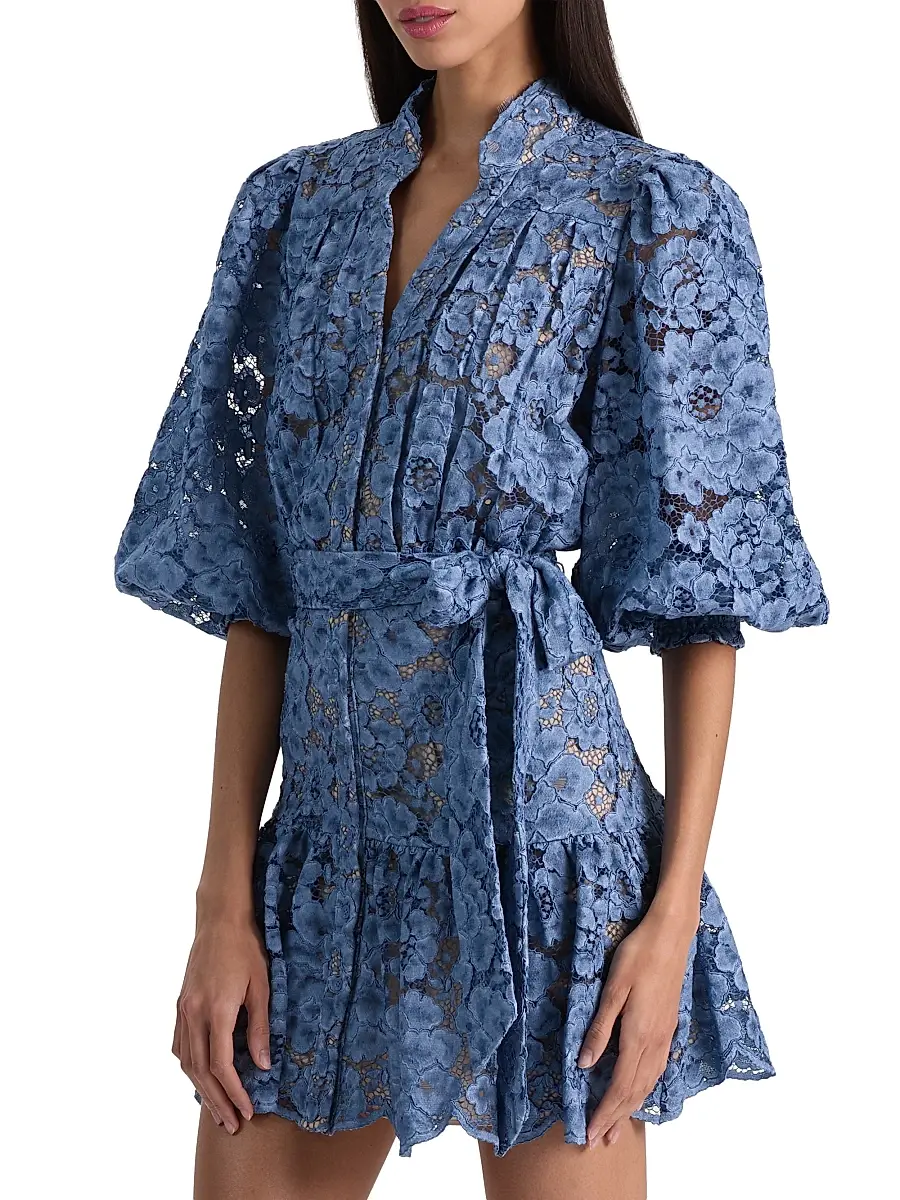 Alice + Olivia Women's Cora Floral Open-Knit Minidress | Thumbnail 4 Alice + Olivia Women's Cora Floral Open-Knit Minidress | Thumbnail 4