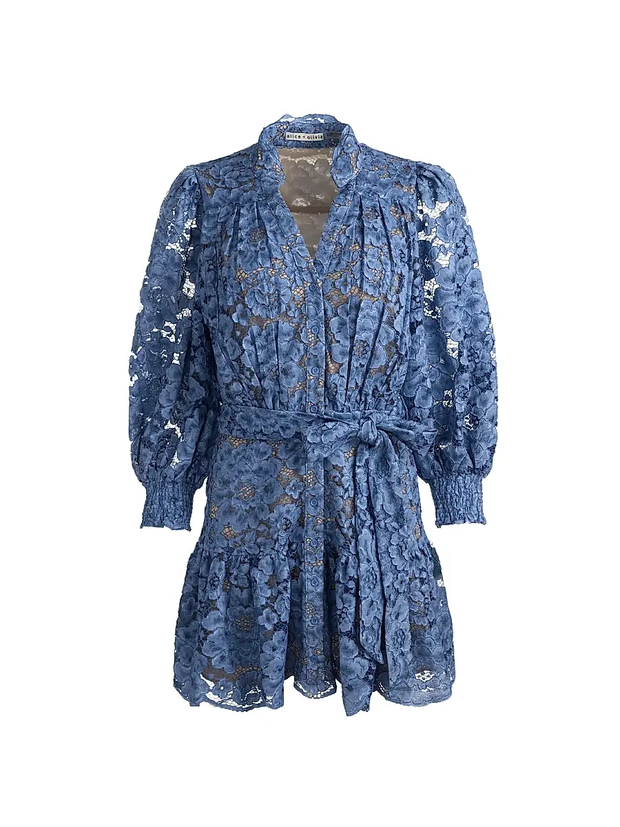 Alice + Olivia Women's Cora Floral Open-Knit Minidress