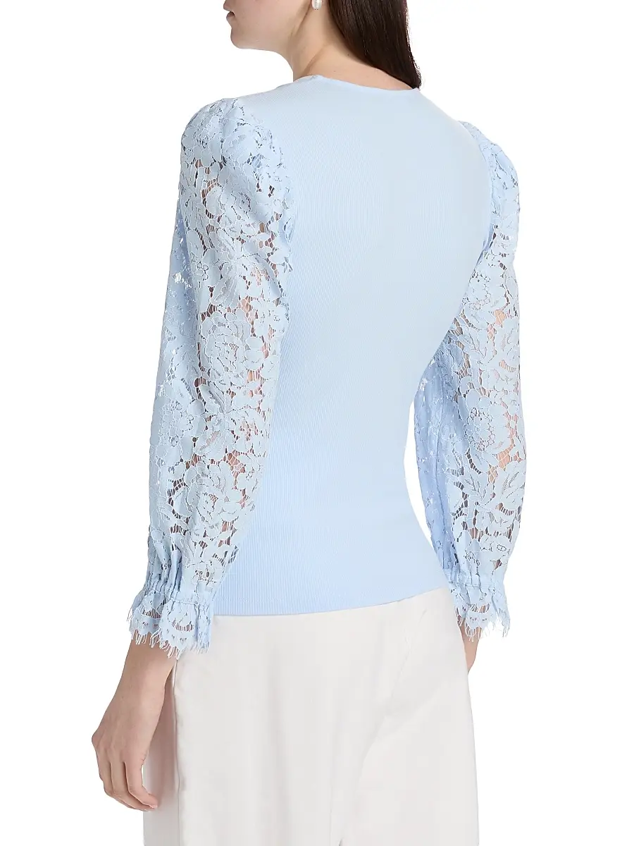 Generation Love Women's Mckenna Puff-Sleeve Lace Henley | Thumbnail 5 Generation Love Women's Mckenna Puff-Sleeve Lace Henley | Thumbnail 5