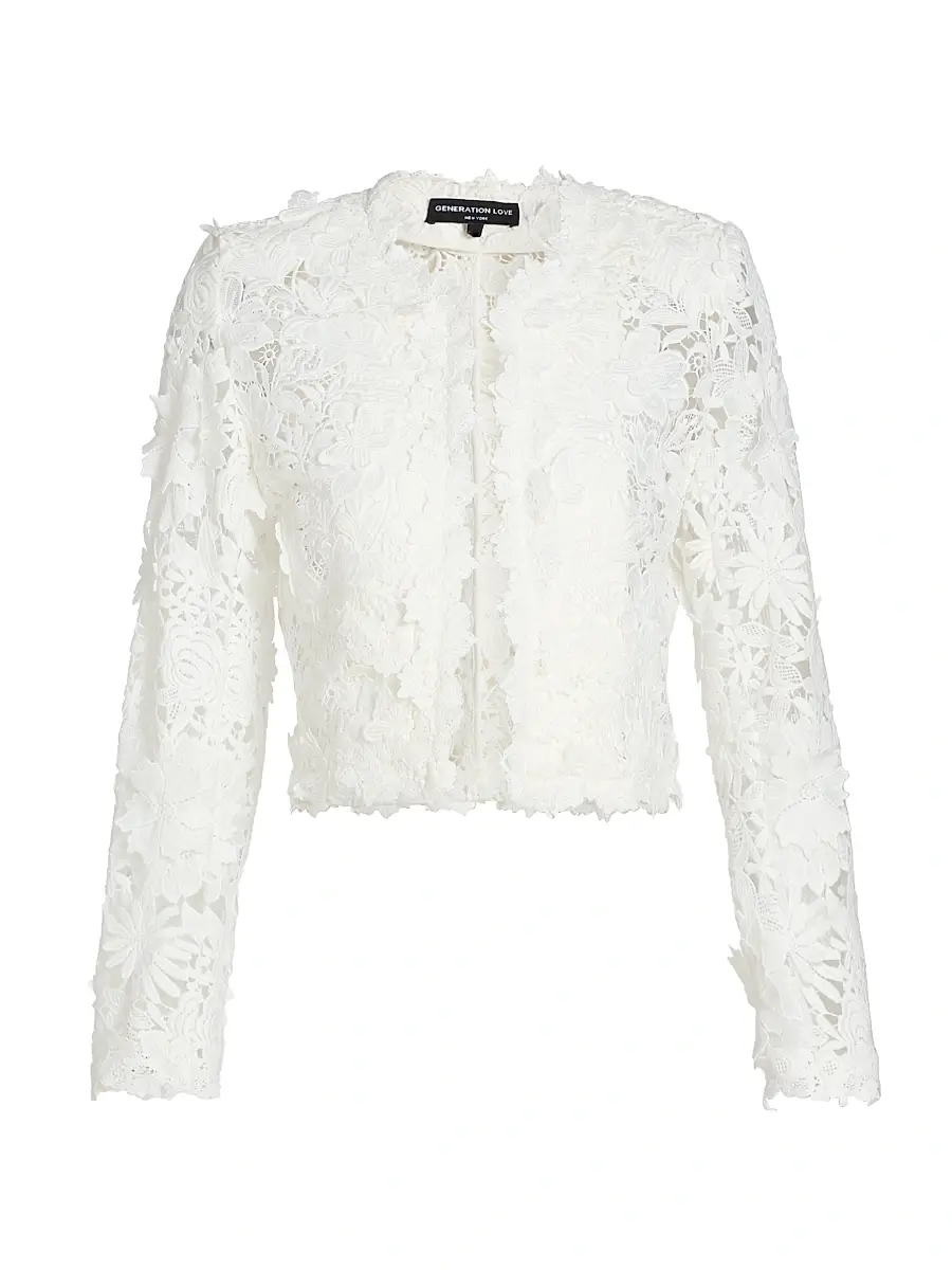 Generation Love Women's Myra 3D Butterfly Lace Jacket - White | Image 1 Generation Love Women's Myra 3D Butterfly Lace Jacket - White | Image 1