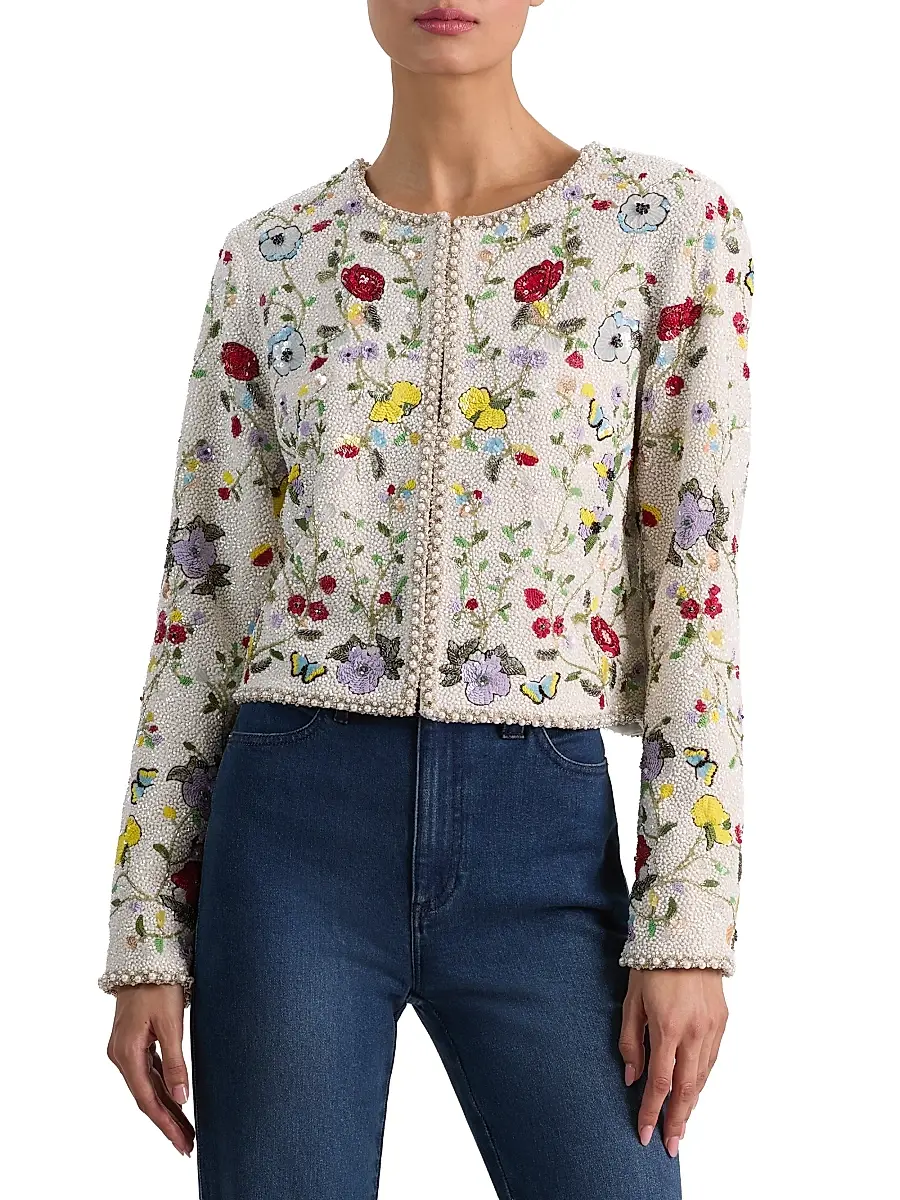 Alice + Olivia Women's Kidman Embellished Boxy Jacket | Thumbnail 3 Alice + Olivia Women's Kidman Embellished Boxy Jacket | Thumbnail 3
