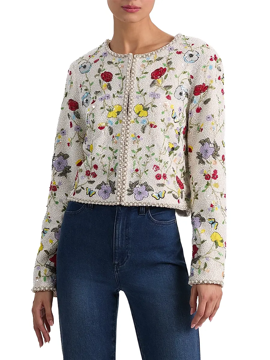 Alice + Olivia Women's Kidman Embellished Boxy Jacket | Thumbnail 4 Alice + Olivia Women's Kidman Embellished Boxy Jacket | Thumbnail 4