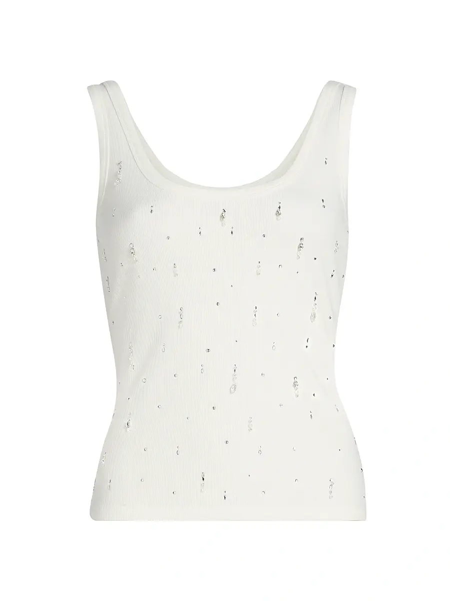 Generation Love Women's Evita Embellished Jersey Tank - White | Image 1 Generation Love Women's Evita Embellished Jersey Tank - White | Image 1