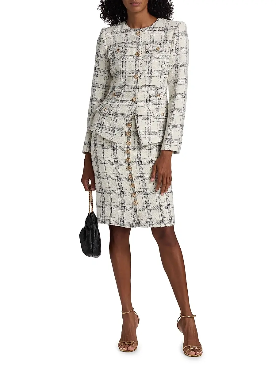 Generation Love Women's Riley Windowpane Metallic-Tweed Knee-Length Skirt | Thumbnail 2 Generation Love Women's Riley Windowpane Metallic-Tweed Knee-Length Skirt | Thumbnail 2