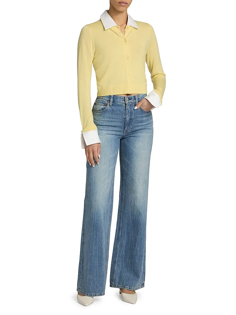 Alice + Olivia Women's Dollie Cotton Collared Cardigan | Thumbnail 2 Alice + Olivia Women's Dollie Cotton Collared Cardigan | Thumbnail 2