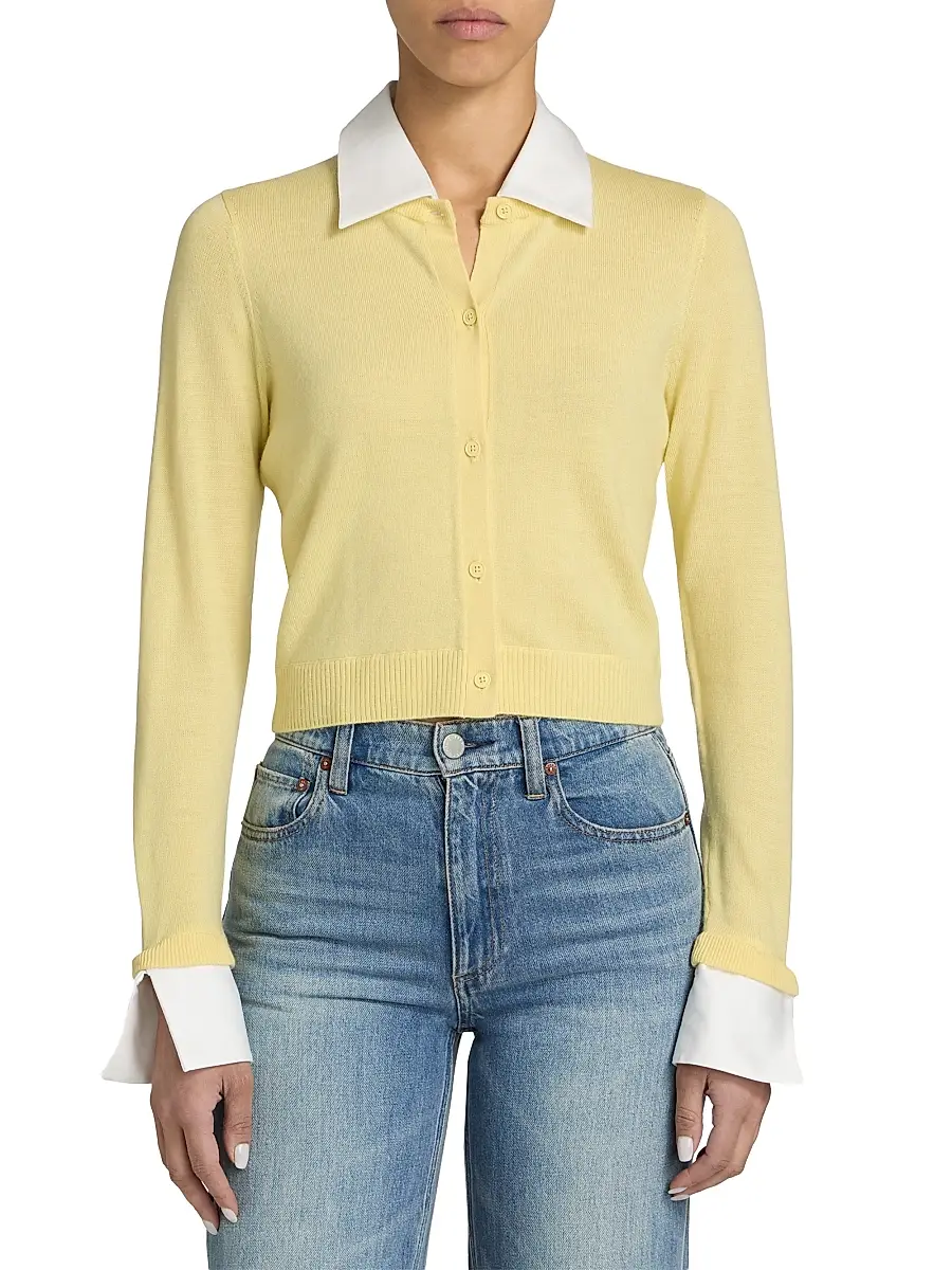Alice + Olivia Women's Dollie Cotton Collared Cardigan | Thumbnail 3 Alice + Olivia Women's Dollie Cotton Collared Cardigan | Thumbnail 3