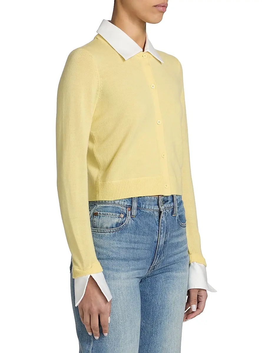 Alice + Olivia Women's Dollie Cotton Collared Cardigan | Thumbnail 4 Alice + Olivia Women's Dollie Cotton Collared Cardigan | Thumbnail 4