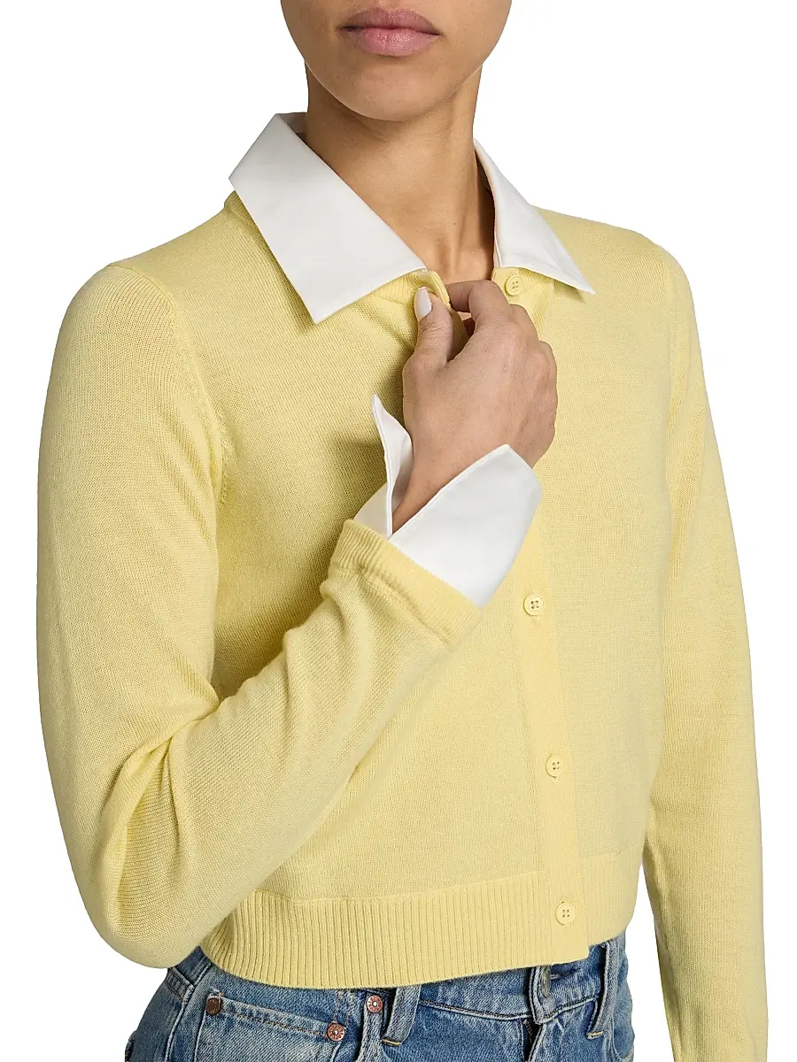Alice + Olivia Women's Dollie Cotton Collared Cardigan | Thumbnail 7 Alice + Olivia Women's Dollie Cotton Collared Cardigan | Thumbnail 7