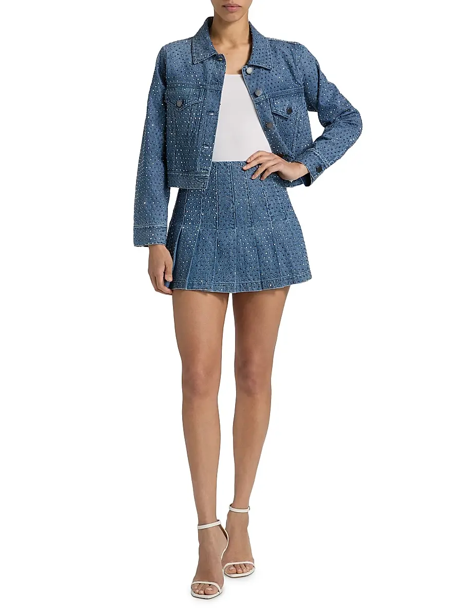 Alice + Olivia Women's Carter Embellished Pleated Miniskirt | Thumbnail 2 Alice + Olivia Women's Carter Embellished Pleated Miniskirt | Thumbnail 2