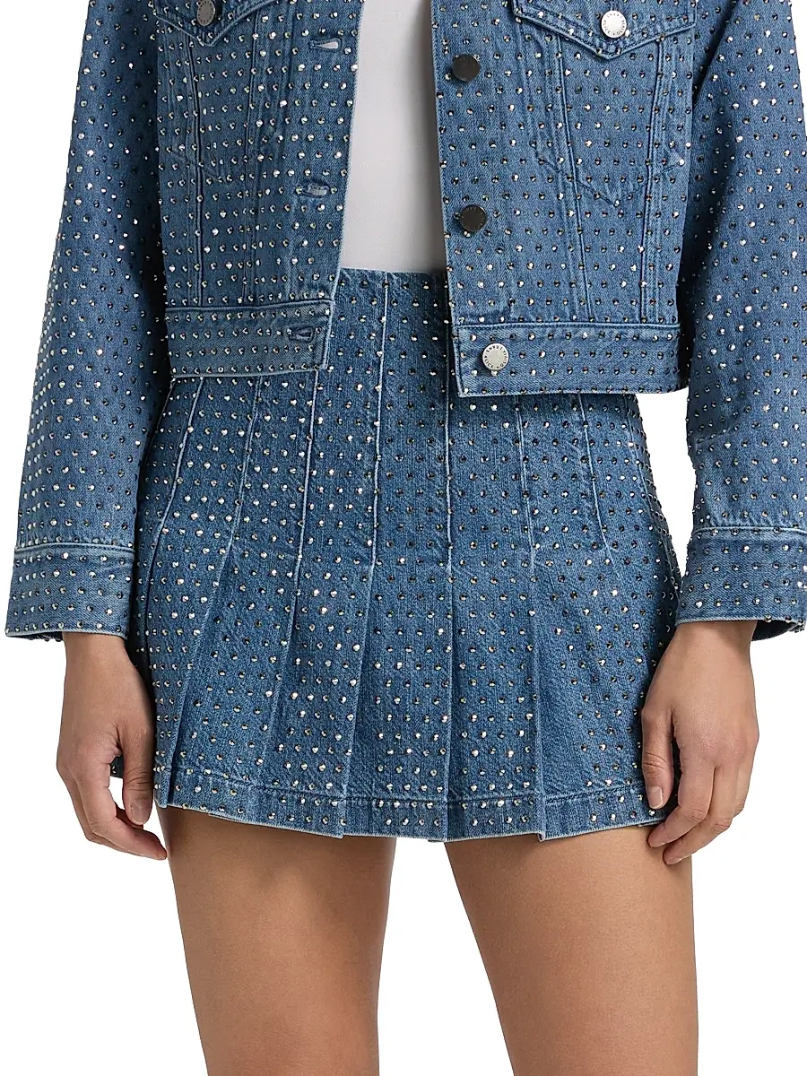 Alice + Olivia Women's Carter Embellished Pleated Miniskirt | Thumbnail 3 Alice + Olivia Women's Carter Embellished Pleated Miniskirt | Thumbnail 3